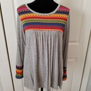 Multi-color embroidered top